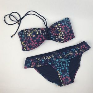American Eagle Ruffle Bandeau Bikini Swimwear L